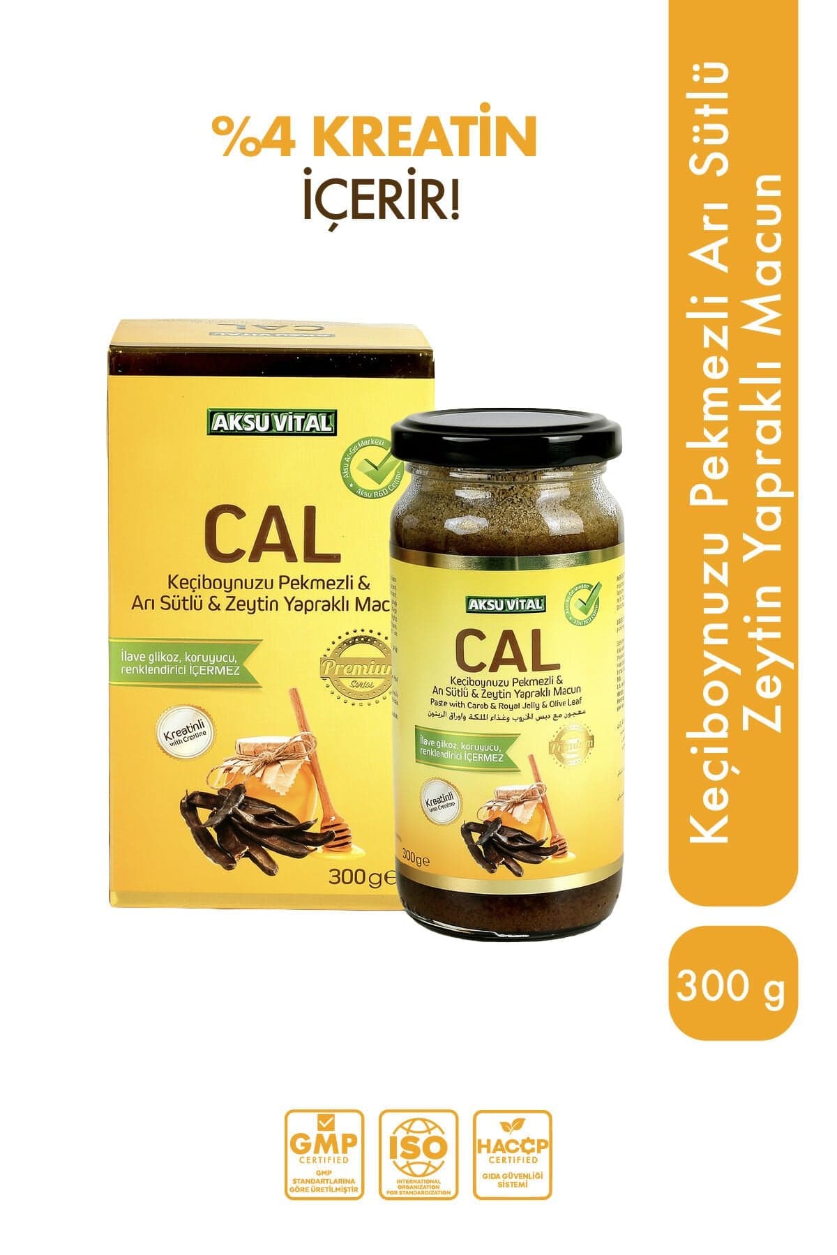 CAL Doğal Keçiboynuzu Pekmezli, Arı Sütlü ve Zeytin Yapraklı Macun - 300 gr