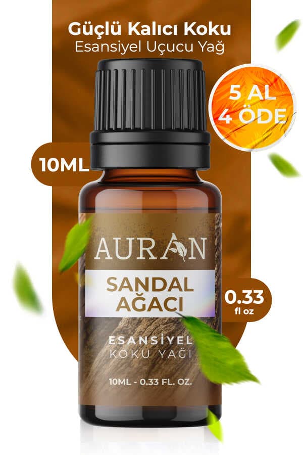 AURAN Sandal Ağacı Esansiyel Aromaterapi ve Buhurdanlık Yağı - Difüzör Esansı (10 ml)